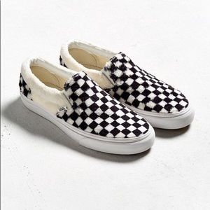 Vans Classic Slip-On Checkerboard Sherpa Sneakers